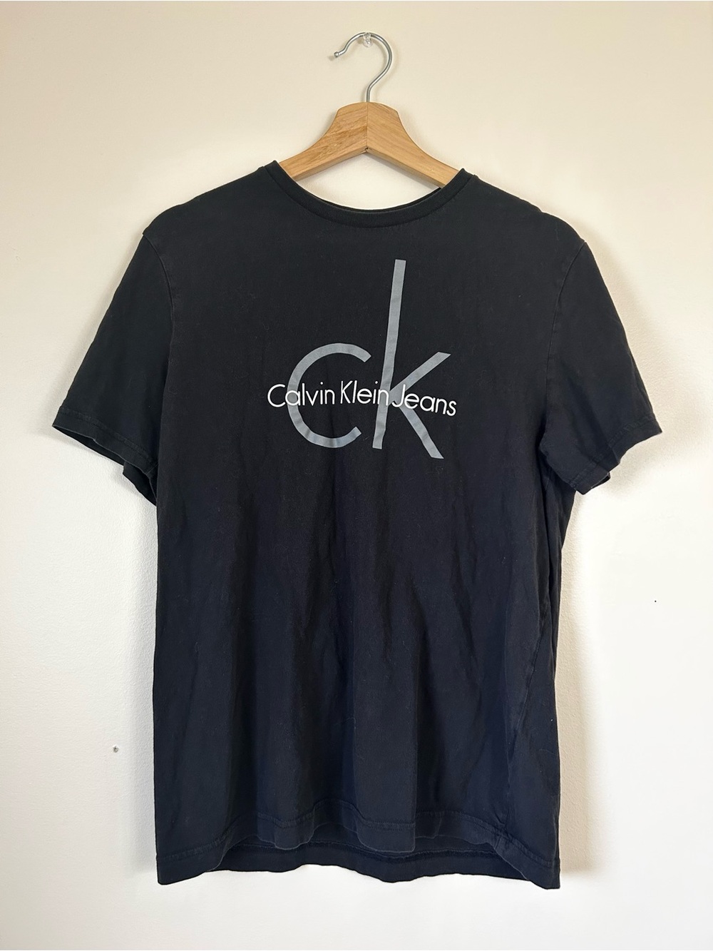 Classic Calvin Klein Jeans Black Big Logo Graphic T-Shirt Men's 100% cotton